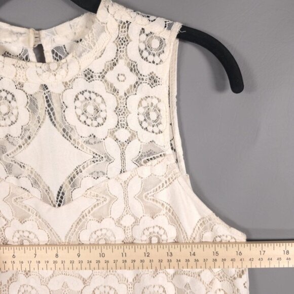 Anthropologie Floreat Manon Lace Shift Midi Dress Cream Ecru Floral Lace Size 2 - Picture 8 of 16